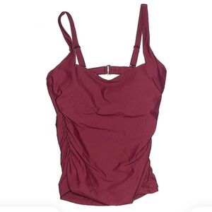 New Athleta Burgundy Red Square Neck Tankini Swimsuit Bathing Top 36DD NWT